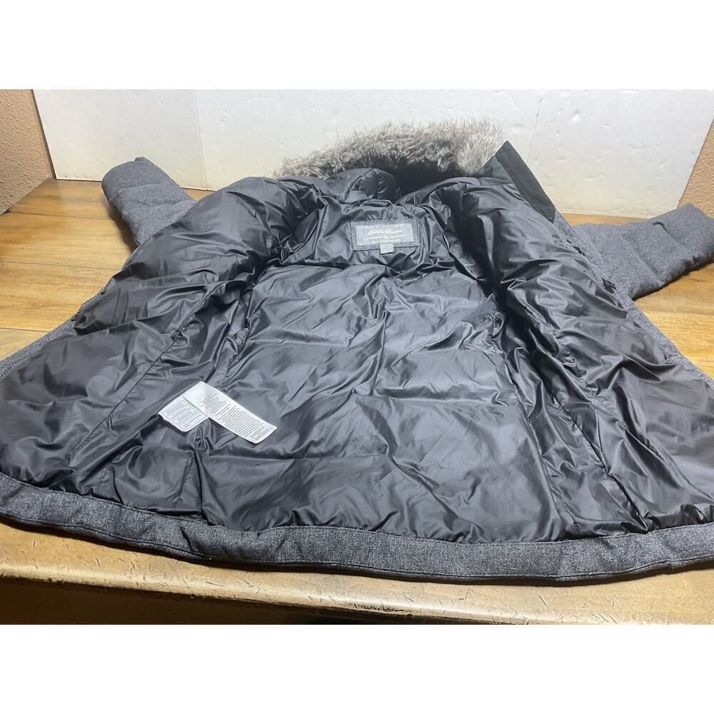 Eddie Bauer Noble Parka Winter Down Coat Faux Fur Hood Gray Size Small - Picture 8 of 14